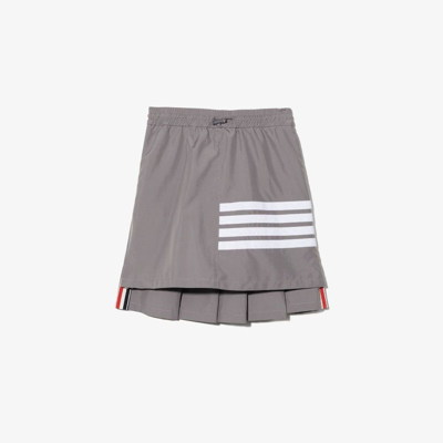 Shop Thom Browne Grey 4-bar Pleated Ripstop Skirt