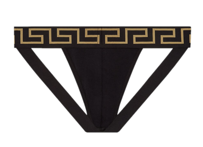 Shop Versace Jock Strap Slip In Black/gold
