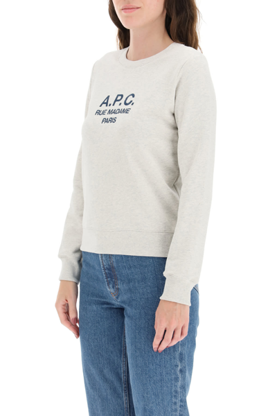 Shop Apc Tina Sweatshirt With Logo Embroidery In Grey