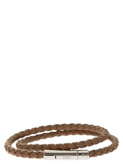 Shop Tod's Mycolors 2-turn Leather Bracelet In Camel