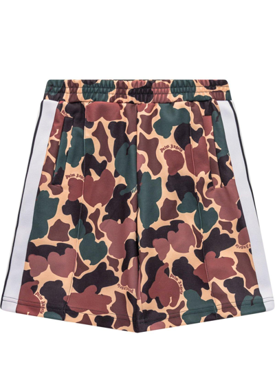 Shop Palm Angels Camouflage Print Track Shorts In Neutrals/green