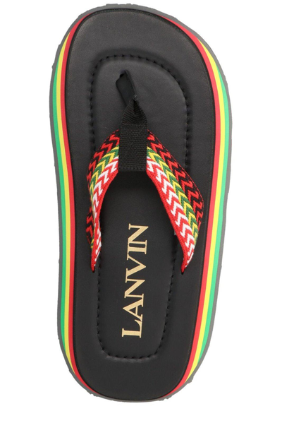 Shop Lanvin Rainbow Printed Flip-flops In Black
