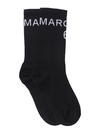 Shop Mm6 Maison Margiela Socks With Logo In Black