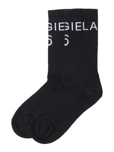 Shop Mm6 Maison Margiela Socks With Logo In Black