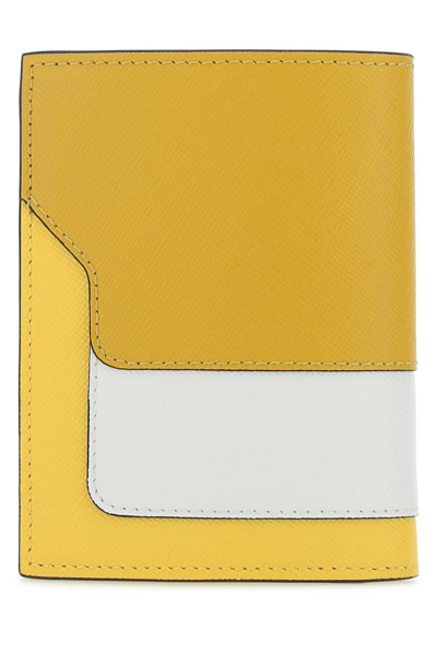 Shop Marni Colour Block Bifold Wallet In Yellow