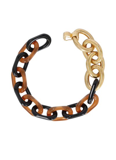 Shop Marni Chain Link Choker In Brown/gold