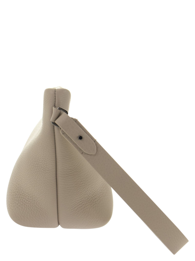 Shop Brunello Cucinelli Soft Clutch Bag In Texture Calfskin With Precious Opening In Neutrals