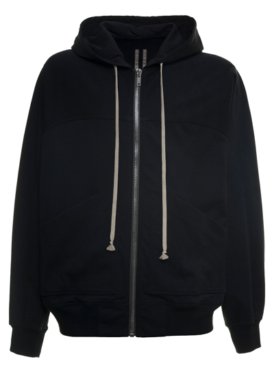 Shop Rick Owens Black Full Zip Black Cotton Hoodie