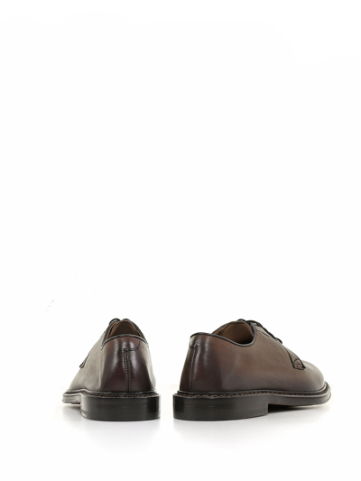 Shop Doucal's Derby In Dark Brown Leather