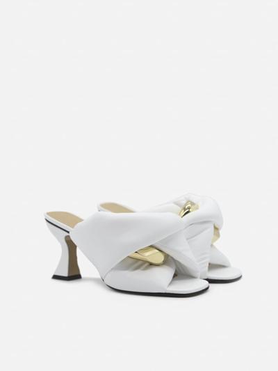 Shop Jw Anderson Chain Twist Leather Mules In White