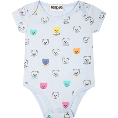 Shop Moschino Multicolor Set For Baby Boy In Blue