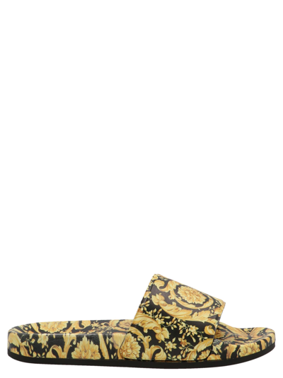 Shop Versace Barocco Shoes In Black/yellow