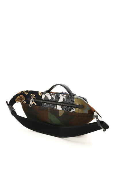 Shop Dolce & Gabbana Patchwork Camouflage Belt Bag In Brown/black