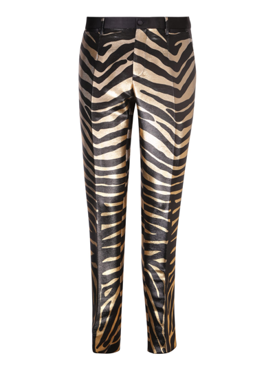 Shop Dolce & Gabbana Zebra Print Trousers In Grey/black