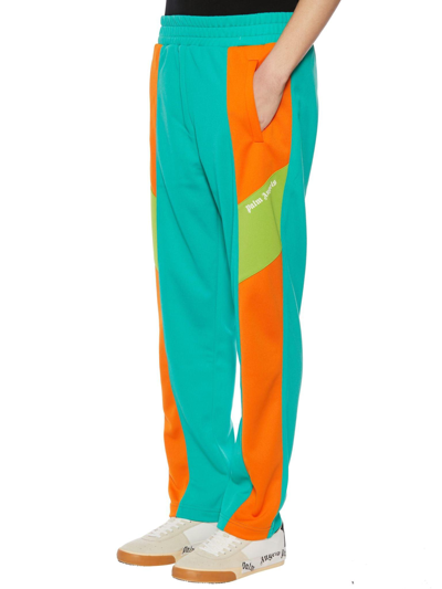 Shop Palm Angels Color Block Track Trousers In Green/orange