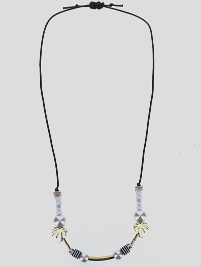 Shop Palm Angels Embellished Necklace In Black/white