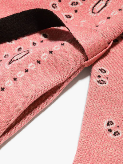 Alanui Kids Pink Bandana Jacquard Icon Cardigan In Pink