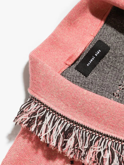 Alanui Kids Pink Bandana Jacquard Icon Cardigan In Pink