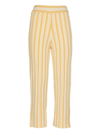 Shop Jil Sander Knitted Pants In Yellow/white