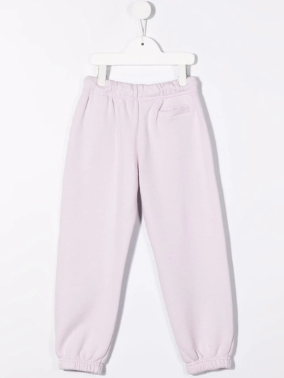 Shop Palm Angels Kids Lilac Joggers With Vertical Logo Print In Purple