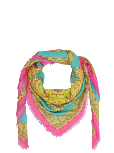 Shop Versace Barocco Goddess Scarf In Pink