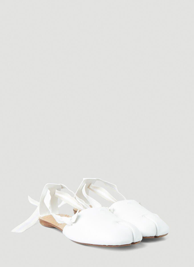 Shop Maison Margiela Tabi Strapped Ballet Shoes In White