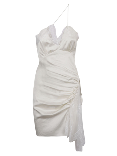 Shop Ac9 Lace Detail Sleeveless Dress In Neutrals