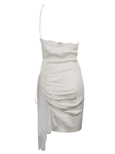 Shop Ac9 Lace Detail Sleeveless Dress In Neutrals