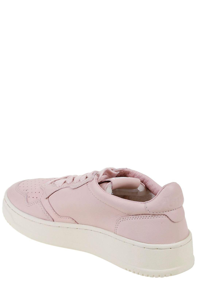 Shop Autry Round Toe Lace-up Sneakers In Pink