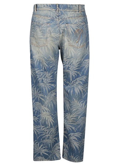 Shop Palm Angels Jungle Loose 5 Pockets Jeans In Blue