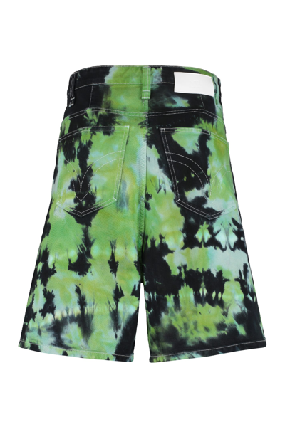 Shop Ami Alexandre Mattiussi Cotton Bermuda Shorts In Green/black