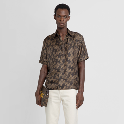 Shop Fendi Man Brown Shirts