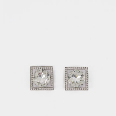 Shop Alessandra Rich Square Earrings In Silver