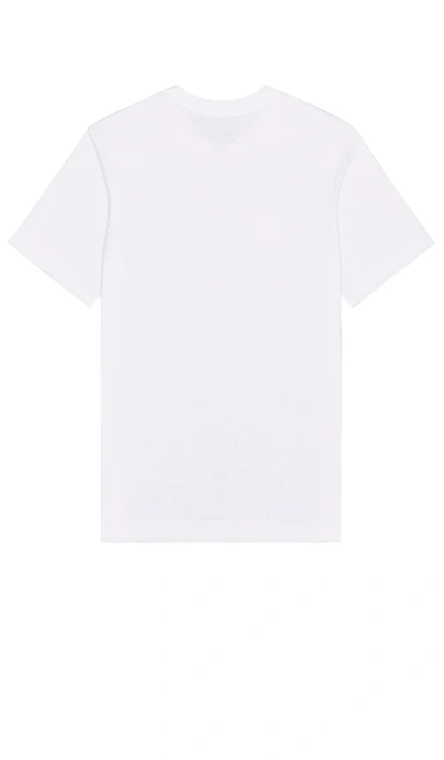 Nike Sportswear Embroidered Logo Micro Mark Solid Color Casual Round Neck Short Sleeve White In White  Black  & University Red