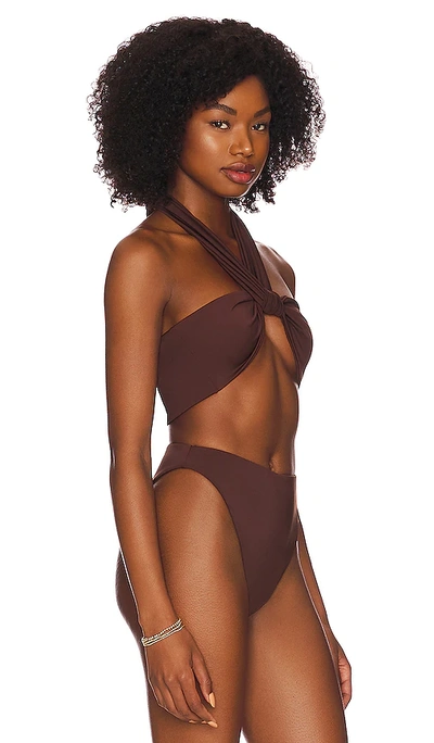 Shop Aexae Wrap Tie Bikini Top In Brown