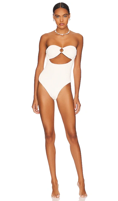 Weworewhat O-ring Textured Strapless One-piece Swimsuit In Off White |  ModeSens