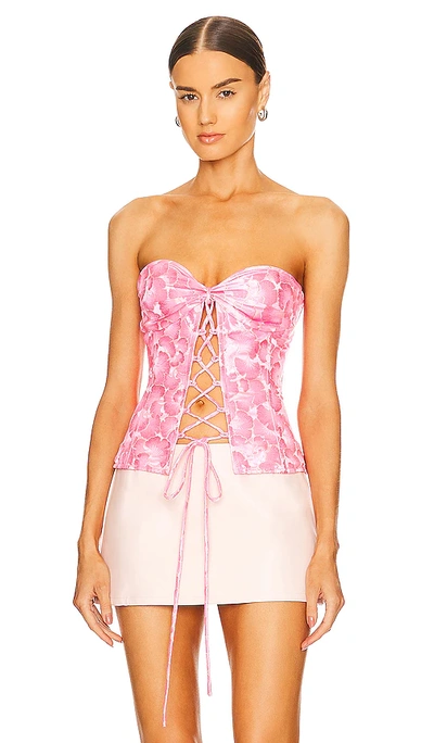 Shop Kim Shui Tie Up Bustier In Pink