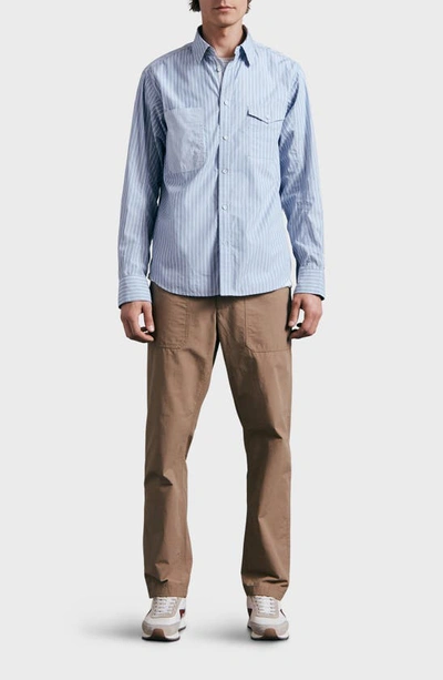 Shop Rag & Bone Workwear Stripe Organic Cotton Button-up Shirt In Blue Stripe
