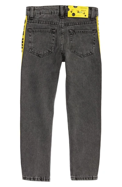 Shop Off-white Kids' Industrial Logo Tape Straight Leg Jeans In Dark Grey Yellow