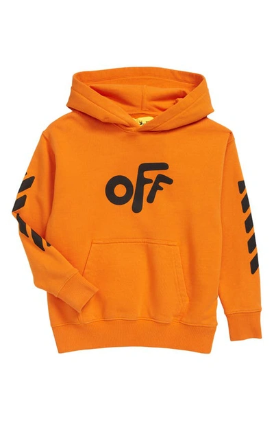 Off-white Kids' Rounded Off Logo Hoodie In Orange Black | ModeSens
