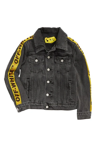 Off-white Kids' Little Boy's & Boy's Logo Industrial Denim Jacket In Dark  Grey Yellow | ModeSens