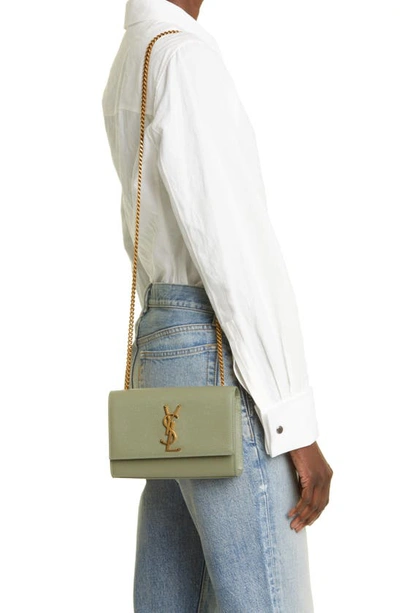 Shop Saint Laurent Small Kate Leather Crossbody Bag In Light Sage