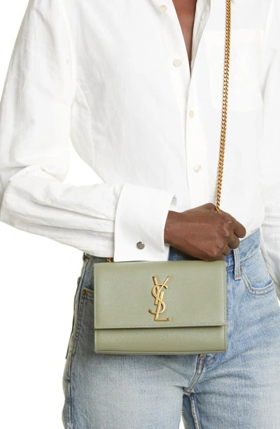 Shop Saint Laurent Small Kate Leather Crossbody Bag In Light Sage