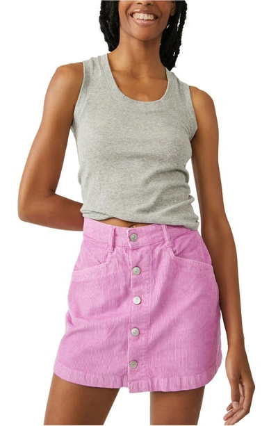 Shop Free People Ray Cotton Corduroy Miniskirt In Pink Frosting