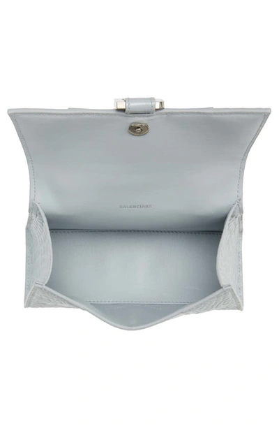 Balenciaga Extra Small Hourglass Croc Embossed Leather Top Handle Bag In Ash Blue