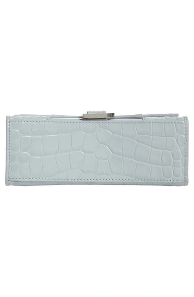 Balenciaga Extra Small Hourglass Croc Embossed Leather Top Handle Bag In Ash Blue
