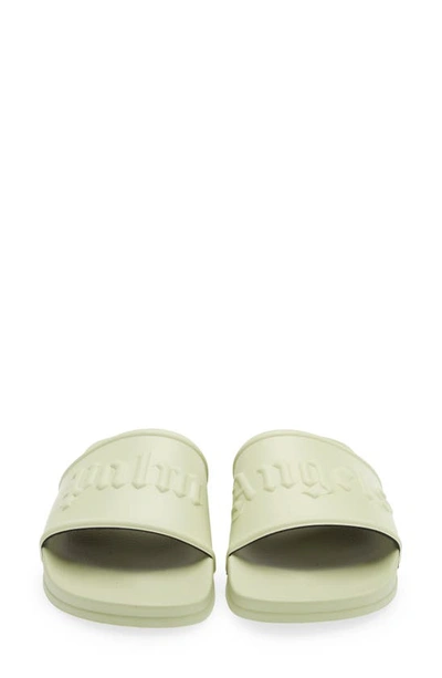 Shop Palm Angels Logo Pool Slide Sandal In Mint Mint