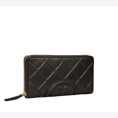 Shop Tory Burch Fleming Soft Zip Continental Wallet In Black