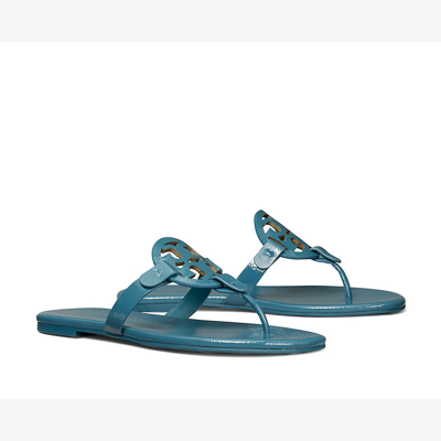Shop Tory Burch Miller Soft Patent Sandal In Brisk Blue