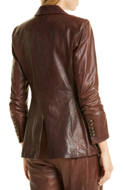Shop Veronica Beard Oneta Leather Dickey Jacket In Brown